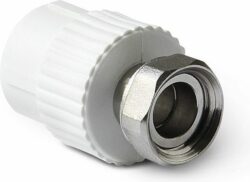 Муфта ПП 20х1/2" с накидной гайкой белая РосТурПласт (10696) купить в сети строительных магазинов Мастак