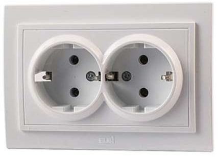 Розетка двойная скрытая с заземлением EL-BI Zena белая (500-015620-907) купить в Мастак Розетка двойная скрытая с заземлением EL-BI Zena белая (500-015620-907) купить в сети строительных магазинов Мастак