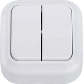 Выключатель двухклавишный наружный BYLECTRICA Вариант белый (А5 6-2112) купить в Мастак Выключатель двухклавишный наружный BYLECTRICA Вариант белый (А5 6-2112) купить в сети строительных магазинов Мастак