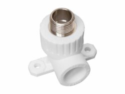 Угольник с креплением ПП 20х1/2" с наружной резьбой РосТурПласт белый (10806) купить в сети строительных магазинов Мастак