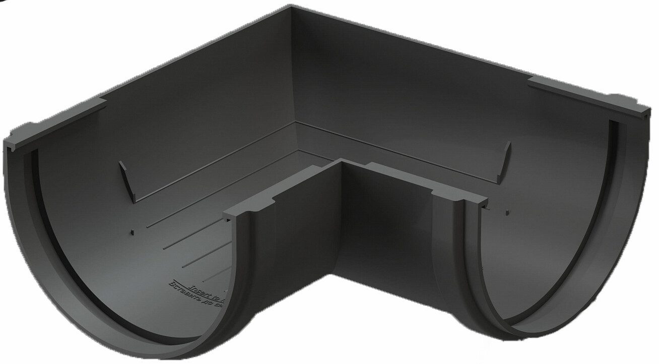 Угол желоба 90° ПВХ DOCKE Premium 120 мм графит (PVSC-1086) купить в Мастак Угол желоба 90° ПВХ DOCKE Premium 120 мм графит (PVSC-1086) купить в сети строительных магазинов Мастак