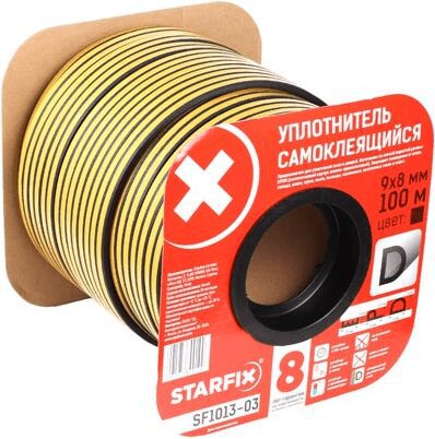 Уплотнитель тип D черный 9х8 мм STARFIX 100 м (SF1013-03) купить в Мастак Уплотнитель тип D черный 9х8 мм STARFIX 100 м (SF1013-03) купить в сети строительных магазинов Мастак