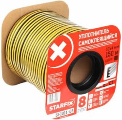 Уплотнитель тип E черный 10х4 мм STARFIX 150 м (SF1011-03) купить в сети строительных магазинов Мастак