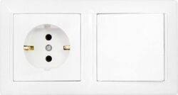 Выключатель с розеткой скрытый с заземлением BYLECTRICA Стиль белая (В-РЦ-691) купить в сети строительных магазинов Мастак