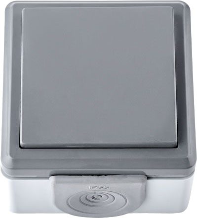 Выключатель одноклавишный наружный BYLECTRICA Пралеска Аква серый (А110-2131(03)) купить в Мастак Выключатель одноклавишный наружный BYLECTRICA Пралеска Аква серый (А110-2131(03)) купить в сети строительных магазинов Мастак