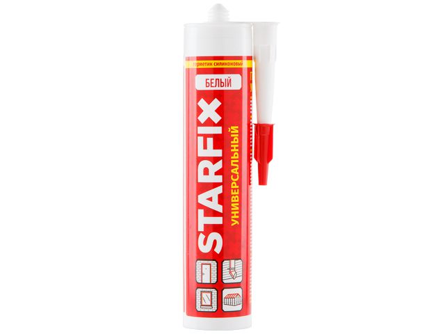Герметик силиконовый STARFIX Universal Silicone белый 300 мл (SM-77768) купить в Мастак Герметик силиконовый STARFIX Universal Silicone белый 300 мл (SM-77768) купить в сети строительных магазинов Мастак