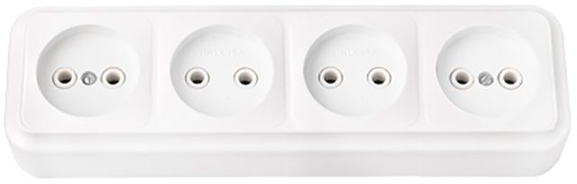 Розетка четверная наружная BYLECTRICA Пралеска белая (РА16-264) купить в Мастак Розетка четверная наружная BYLECTRICA Пралеска белая (РА16-264) купить в сети строительных магазинов Мастак