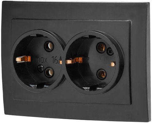 Розетка двойная скрытая с заземлением ЮПИТЕР Стандарт черная (JP7423-03) купить в Мастак Розетка двойная скрытая с заземлением ЮПИТЕР Стандарт черная (JP7423-03) купить в сети строительных магазинов Мастак