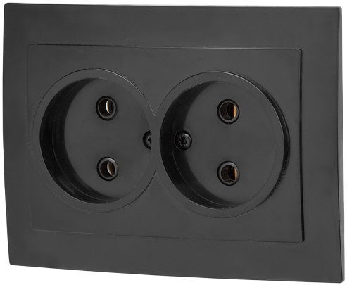 Розетка двойная скрытая ЮПИТЕР Стандарт черная (JP7423-04) купить в Мастак Розетка двойная скрытая ЮПИТЕР Стандарт черная (JP7423-04) купить в сети строительных магазинов Мастак