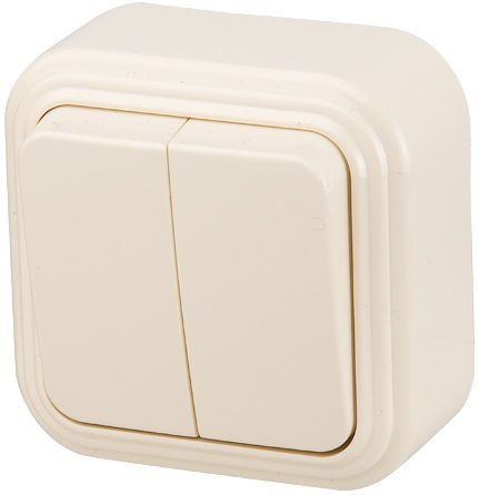 Выключатель двухклавишный наружный ЮПИТЕР Стандарт бежевый (JP7430-02) купить в Мастак Выключатель двухклавишный наружный ЮПИТЕР Стандарт бежевый (JP7430-02) купить в сети строительных магазинов Мастак