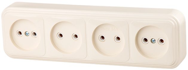 Розетка четверная наружная ЮПИТЕР Стандарт бежевая (JP7430-11) купить в Мастак Розетка четверная наружная ЮПИТЕР Стандарт бежевая (JP7430-11) купить в сети строительных магазинов Мастак