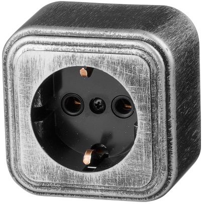 Розетка наружная с заземлением ЮПИТЕР Стандарт серебро (JP7431-03) купить в Мастак Розетка наружная с заземлением ЮПИТЕР Стандарт серебро (JP7431-03) купить в сети строительных магазинов Мастак