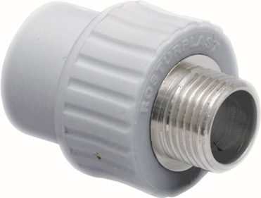 Ниппель ПП 20х1/2" с наружной резьбой серый РосТурПласт (10942) купить в Мастак Ниппель ПП 20х1/2" с наружной резьбой серый РосТурПласт (10942) купить в сети строительных магазинов Мастак