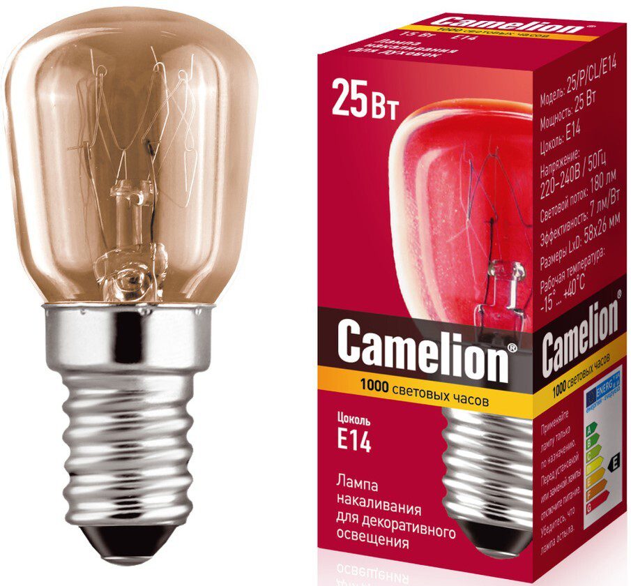 Лампа накаливания для холодильников и декоративной подсветки E14 CAMELION 25 Вт (13649) купить в Мастак Лампа накаливания для холодильников и декоративной подсветки E14 CAMELION 25 Вт (13649) купить в сети строительных магазинов Мастак