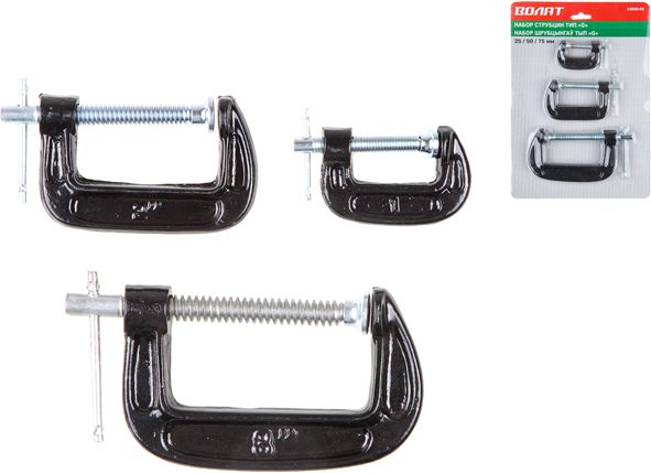 Набор струбцин G-образных ВОЛАТ (14040-03) купить в Мастак Набор струбцин G-образных ВОЛАТ (14040-03) купить в сети строительных магазинов Мастак