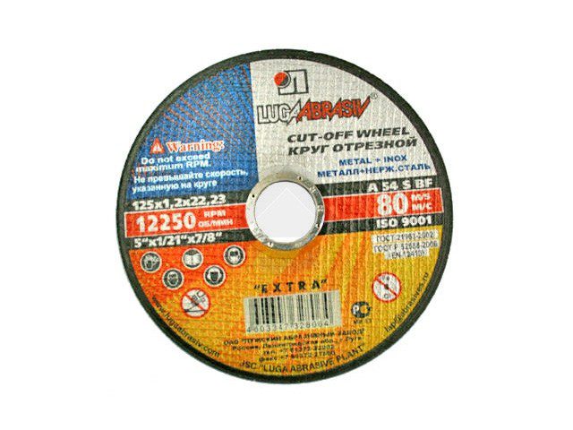 Круг отрезной 150х1.6x22.2 мм LUGAABRASIV для нержавеющей стали (4603347347287) купить в Мастак Круг отрезной 150х1.6x22.2 мм LUGAABRASIV для нержавеющей стали (4603347347287) купить в сети строительных магазинов Мастак