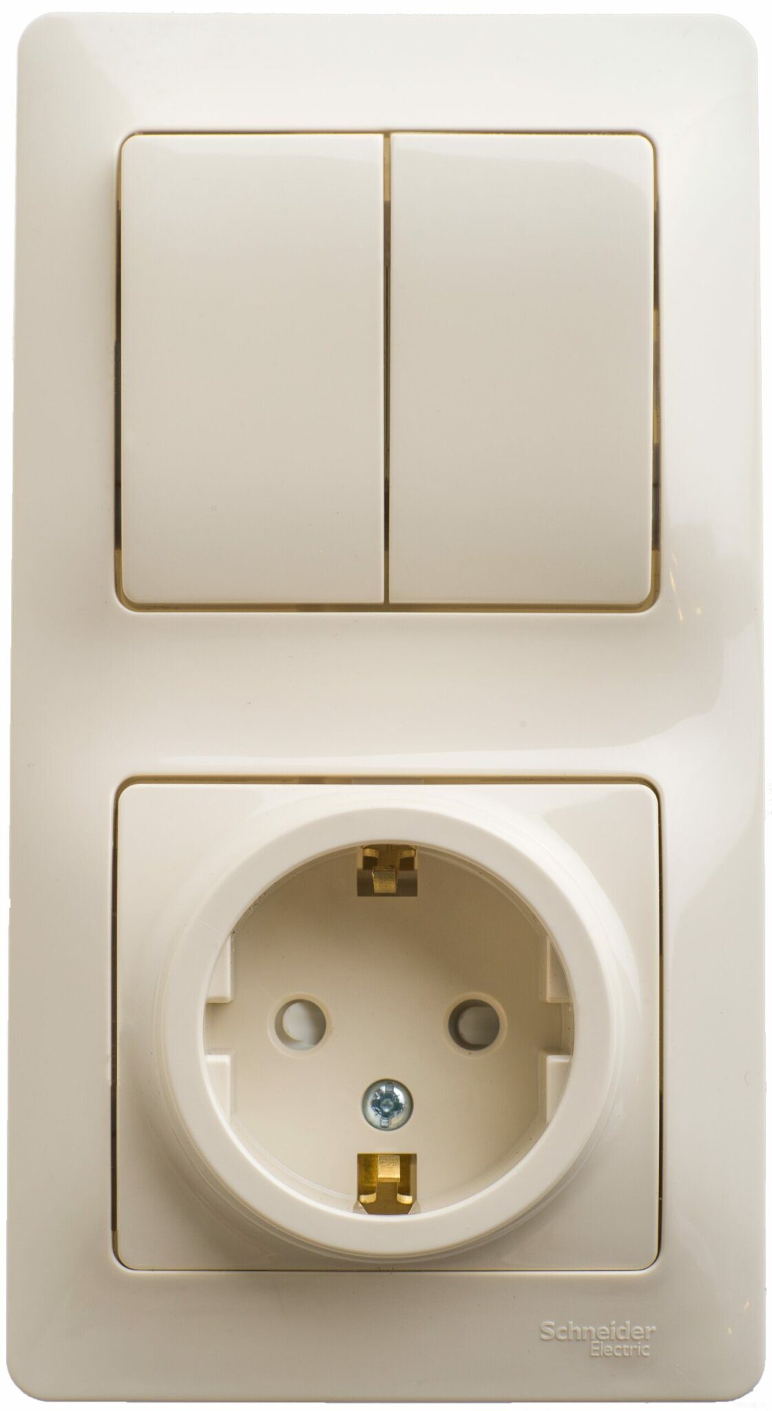 Выключатель двойной с розеткой скрытый с заземлением SCHNEIDER ELECTRIC Glossa бежевая (GSL000274) купить в Мастак Выключатель двойной с розеткой скрытый с заземлением SCHNEIDER ELECTRIC Glossa бежевая (GSL000274) купить в сети строительных магазинов Мастак