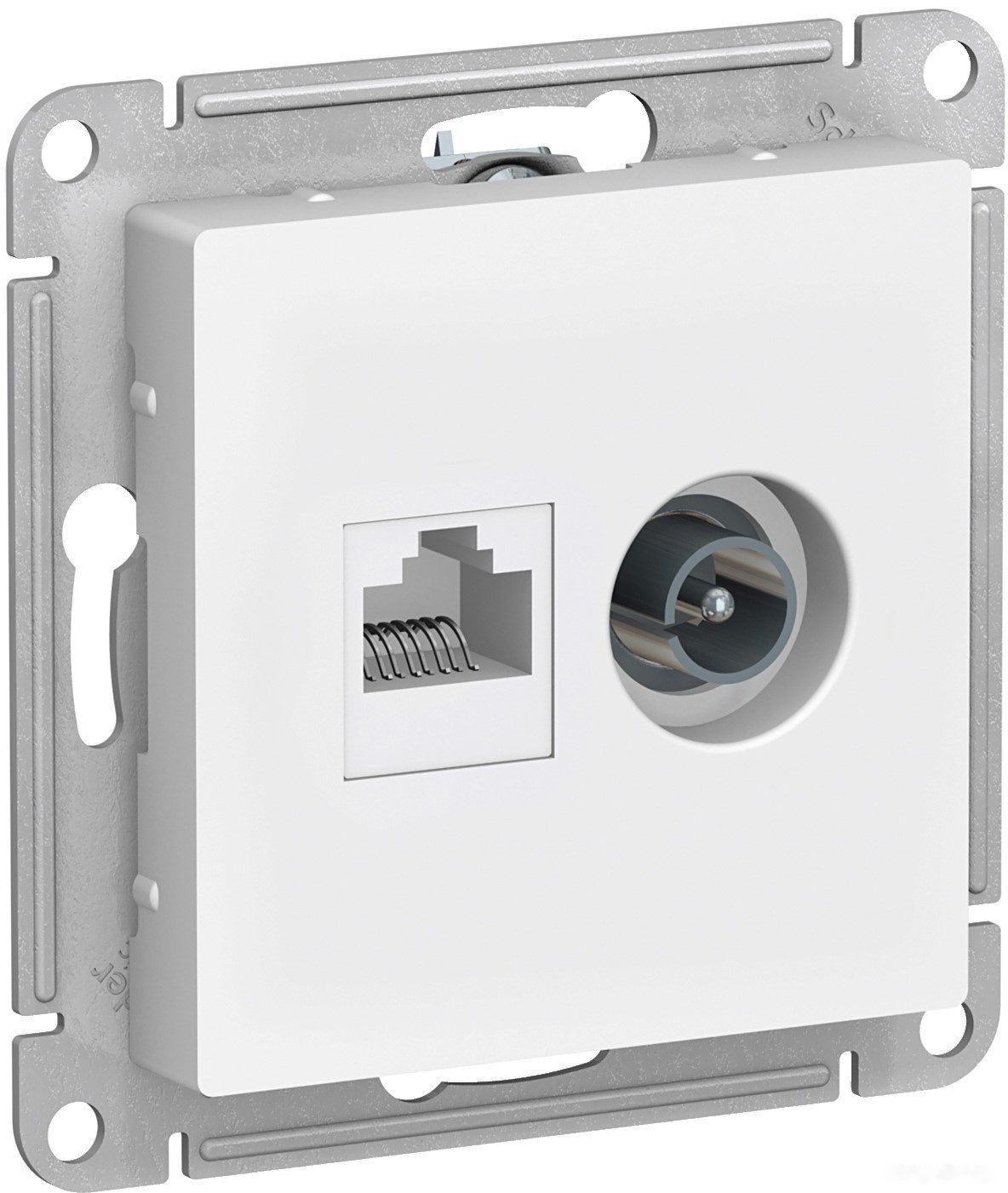 Розетка компьютерная и телевизионная SCHNEIDER ELECTRIC AtlasDesign белая (ATN000189) купить в Мастак Розетка компьютерная и телевизионная SCHNEIDER ELECTRIC AtlasDesign белая (ATN000189) купить в сети строительных магазинов Мастак