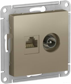 Розетка компьютерная и телевизионная SCHNEIDER ELECTRIC AtlasDesign шампань (ATN000589) купить в сети строительных магазинов Мастак