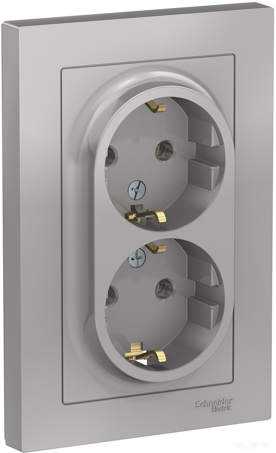 Розетка двойная скрытая с заземлением SCHNEIDER ELECTRIC AtlasDesign алюминий (ATN000324) купить в Мастак Розетка двойная скрытая с заземлением SCHNEIDER ELECTRIC AtlasDesign алюминий (ATN000324) купить в сети строительных магазинов Мастак