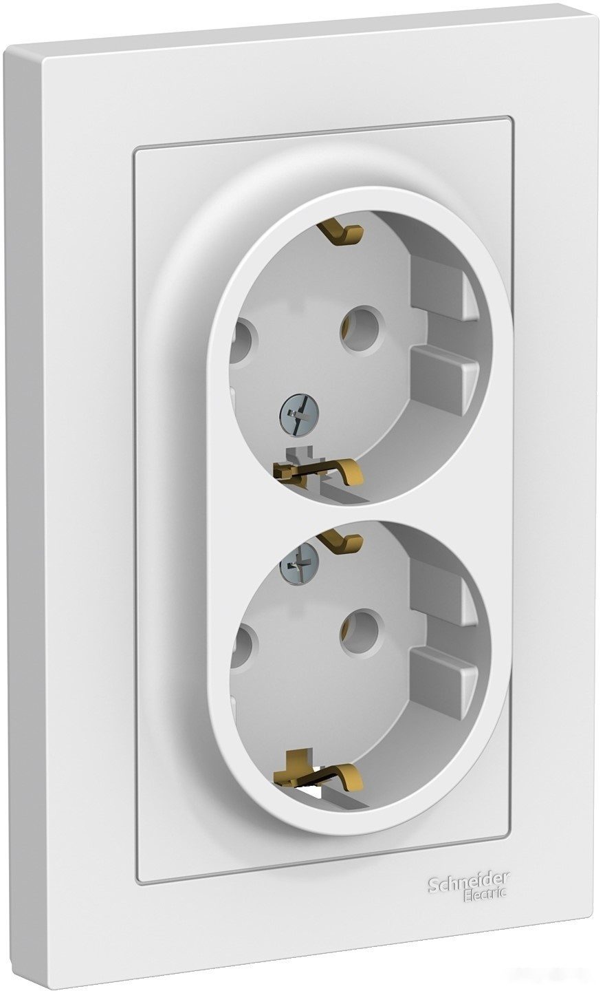 Розетка двойная скрытая с заземлением SCHNEIDER ELECTRIC AtlasDesign белая (ATN000124) купить в Мастак Розетка двойная скрытая с заземлением SCHNEIDER ELECTRIC AtlasDesign белая (ATN000124) купить в сети строительных магазинов Мастак