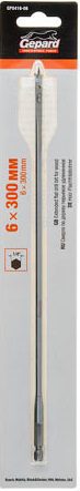 Сверло по дереву перьевое 6х300 мм GEPARD удлиненное (GP0416-06) купить в сети строительных магазинов Мастак
