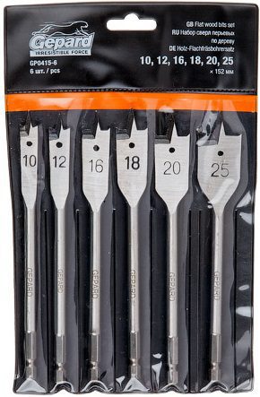 Набор сверл по дереву перьевых 6 штук GEPARD (GP0415-6) купить в Мастак Набор сверл по дереву перьевых 6 штук GEPARD (GP0415-6) купить в сети строительных магазинов Мастак