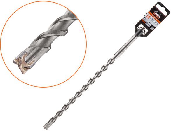 Бур (сверло) SDS-plus 14х250х310 мм GEPARD Quadro-x (GP1214-310) купить в Мастак Бур (сверло) SDS-plus 14х250х310 мм GEPARD Quadro-x (GP1214-310) купить в сети строительных магазинов Мастак
