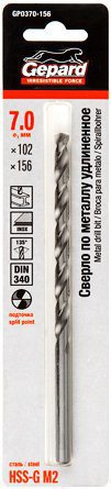 Сверло по металлу спиральное 7х102х156 мм GEPARD HSS-G удлиненное (GP0370-156) купить в сети строительных магазинов Мастак