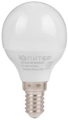 Лампа светодиодная E14 ЮПИТЕР Люкс G45 6 Вт 3000К (JP5145-30) купить в Мастак Лампа светодиодная E14 ЮПИТЕР Люкс G45 6 Вт 3000К (JP5145-30) купить в сети строительных магазинов Мастак