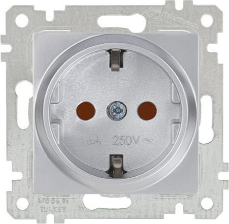 Розетка скрытая с заземлением MUTLUSAN Rita серебро (2200 605 0282) купить в Мастак Розетка скрытая с заземлением MUTLUSAN Rita серебро (2200 605 0282) купить в сети строительных магазинов Мастак