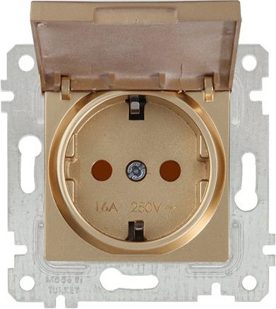 Розетка скрытая с крышкой и заземлением MUTLUSAN Rita золото (2200 611 0280) купить в Мастак Розетка скрытая с крышкой и заземлением MUTLUSAN Rita золото (2200 611 0280) купить в сети строительных магазинов Мастак