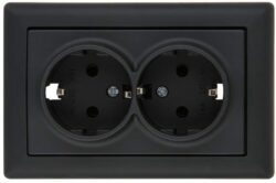 Розетка двойная скрытая с заземлением MUTLUSAN Daria черная (2120 202 0284) купить в сети строительных магазинов Мастак