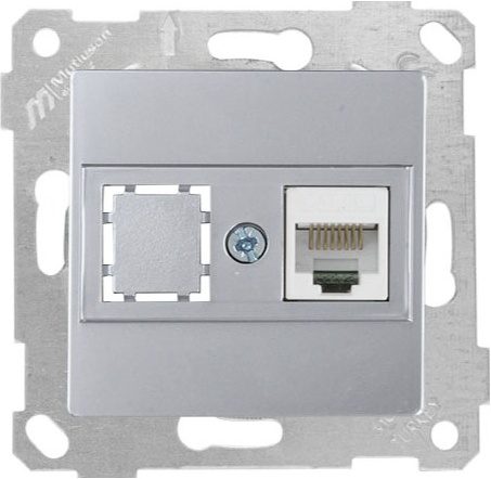 Розетка компьютерная MUTLUSAN Rita серебро (2200 136 0182) купить в Мастак Розетка компьютерная MUTLUSAN Rita серебро (2200 136 0182) купить в сети строительных магазинов Мастак
