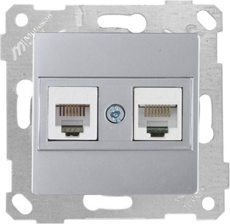 Розетка компьютерная и телефонная MUTLUSAN Rita серебро (2200 139 0182) купить в Мастак Розетка компьютерная и телефонная MUTLUSAN Rita серебро (2200 139 0182) купить в сети строительных магазинов Мастак