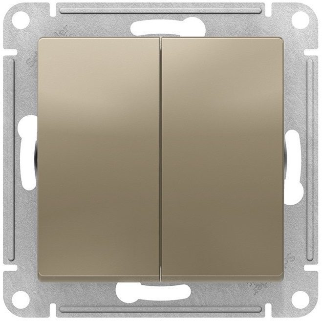 Выключатель двухклавишный скрытый SCHNEIDER ELECTRIC AtlasDesign шампань (ATN000551) купить в Мастак Выключатель двухклавишный скрытый SCHNEIDER ELECTRIC AtlasDesign шампань (ATN000551) купить в сети строительных магазинов Мастак