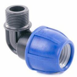 Угольник ПНД компрессионный 32x3/4" с наружной резьбой РосТурПласт (11560) купить в сети строительных магазинов Мастак