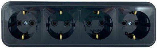 Розетка четверная наружная с заземлением BYLECTRICA Пралеска черная (РА16-266чер) купить в Мастак Розетка четверная наружная с заземлением BYLECTRICA Пралеска черная (РА16-266чер) купить в сети строительных магазинов Мастак