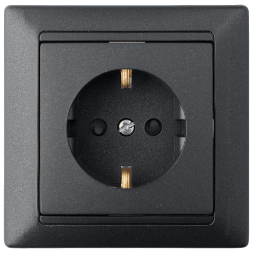 Розетка скрытая с заземлением и защитными шторками BYLECTRICA Стиль графит (РС16-317гр) купить в Мастак Розетка скрытая с заземлением и защитными шторками BYLECTRICA Стиль графит (РС16-317гр) купить в сети строительных магазинов Мастак