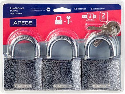 Замок навесной APECS PD-01-63-Blister 3 штуки 5 ключей купить в Мастак Замок навесной APECS PD-01-63-Blister 3 штуки 5 ключей купить в сети строительных магазинов Мастак