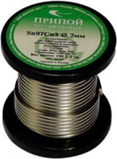 Припой ВЕКТА Sn97Cu3 бессвинцовый без канифоли 2 мм катушка 100 г (31251) купить в Мастак Припой ВЕКТА Sn97Cu3 бессвинцовый без канифоли 2 мм катушка 100 г (31251) купить в сети строительных магазинов Мастак