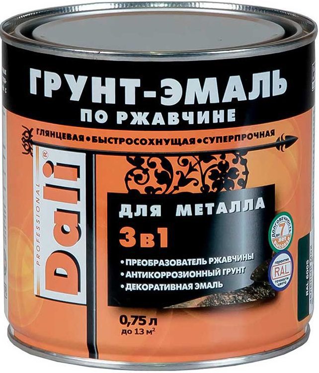 Грунт-эмаль алкидная DALI по ржавчине 3 в 1 зеленый 0 Грунт-эмаль алкидная DALI по ржавчине 3 в 1 зеленый 0