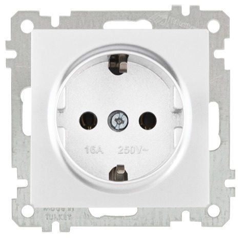 Розетка скрытая с заземлением MUTLUSAN Daria белая (2100 600 0201) купить в Мастак Розетка скрытая с заземлением MUTLUSAN Daria белая (2100 600 0201) купить в сети строительных магазинов Мастак
