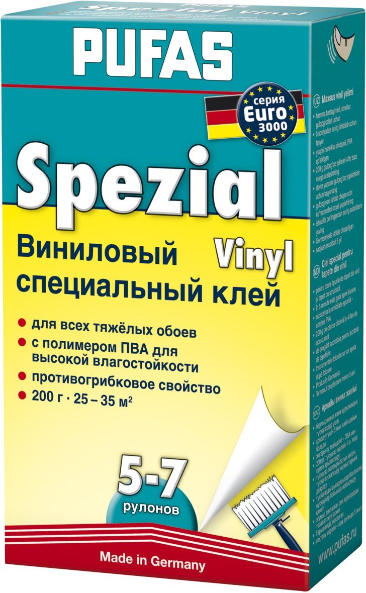 Клей обойный PUFAS Euro 3000 Виниловый специальный 200 г купить в Мастак Клей обойный PUFAS Euro 3000 Виниловый специальный 200 г купить в сети строительных магазинов Мастак