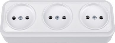 Розетка тройная наружная BYLECTRICA Вариант белая (РА16-0161) купить в Мастак Розетка тройная наружная BYLECTRICA Вариант белая (РА16-0161) купить в сети строительных магазинов Мастак