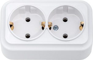 Розетка двойная наружная с заземлением BYLECTRICA Вариант белая (РА16-0142) купить в Мастак Розетка двойная наружная с заземлением BYLECTRICA Вариант белая (РА16-0142) купить в сети строительных магазинов Мастак