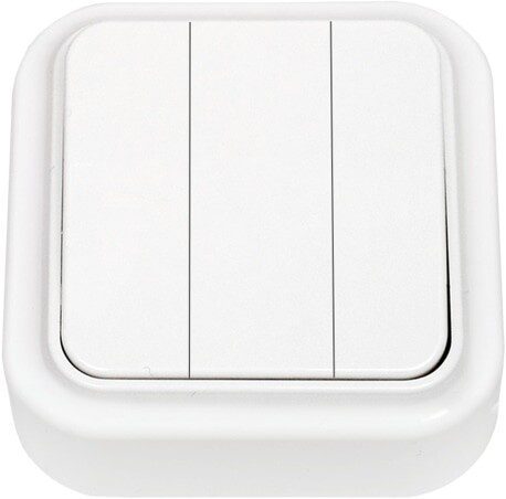 Выключатель трехклавишный наружный BYLECTRICA Пралеска белый (А05 6-137) купить в Мастак Выключатель трехклавишный наружный BYLECTRICA Пралеска белый (А05 6-137) купить в сети строительных магазинов Мастак