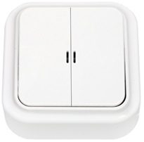 Выключатель двухклавишный наружный с подсветкой BYLECTRICA Пралеска белый (А5 10-215) купить в Мастак Выключатель двухклавишный наружный с подсветкой BYLECTRICA Пралеска белый (А5 10-215) купить в сети строительных магазинов Мастак