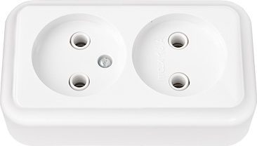 Розетка двойная наружная белая BYLECTRICA (РА16-238) купить в Мастак Розетка двойная наружная белая BYLECTRICA (РА16-238) купить в сети строительных магазинов Мастак