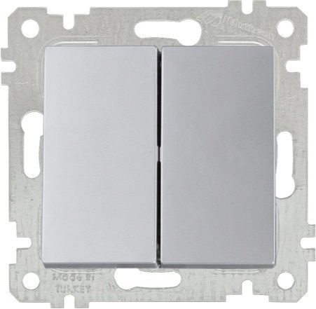 Выключатель двухклавишный скрытый MUTLUSAN Rita серебро (2200 402 0282) купить в Мастак Выключатель двухклавишный скрытый MUTLUSAN Rita серебро (2200 402 0282) купить в сети строительных магазинов Мастак